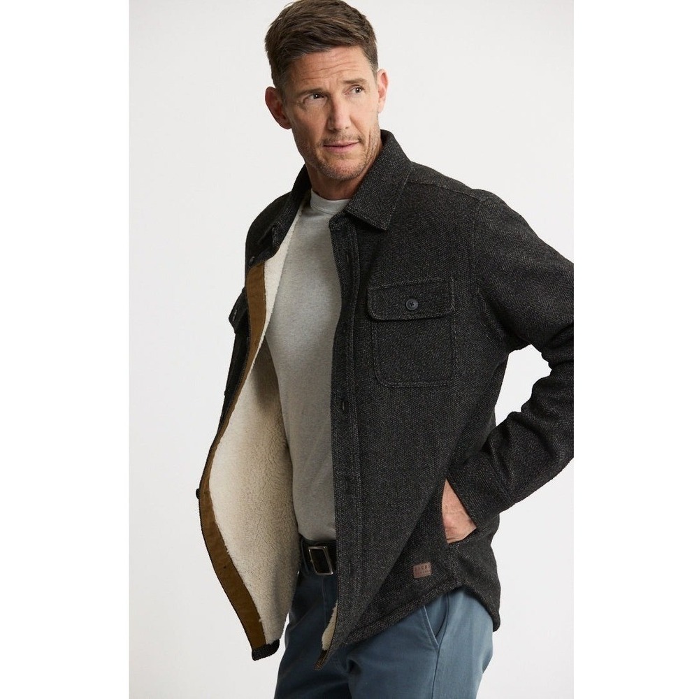 Jachs‎ New York Sherpa Lined Wool Blend Shirt Jacket Men XXL Black Shacket